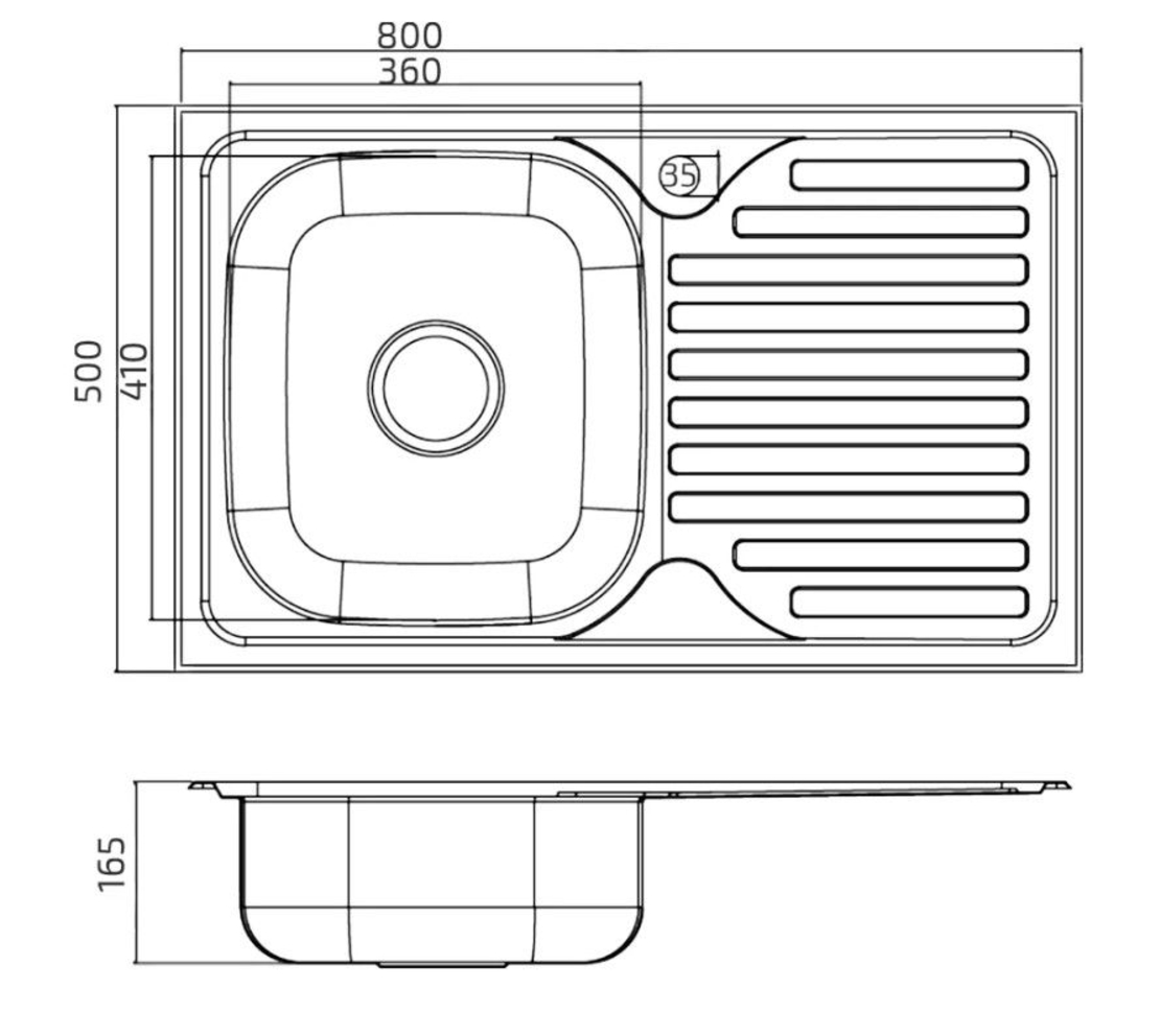 ארונות מטבח מודרני ברוחב 80 כולל כיור נירוסטה דגם מליבו Malibu לבן