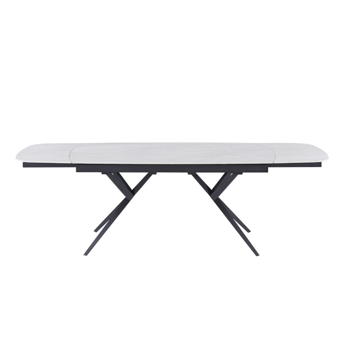 שולחן אוכל אבן קרמית באורך 1.6 מ' נפתח ל- 2.4 מ' עם רגלי ברזל דגם ספיישל