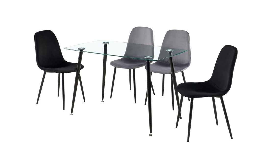 פינת אוכל מלבנית מזכוכית מחוסמת כולל 4 כסאות דגם קמפוס