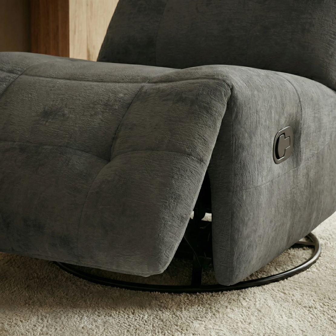 כורסת טלוויזיה מסתובבת עם מנגנון נדנוד והדום נשלף דגם ליאור אפור