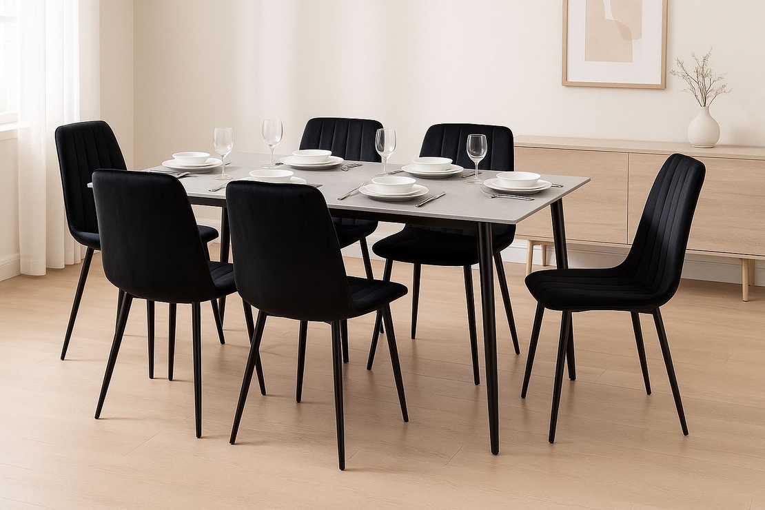 פינת אוכל יוקרתית מקרמיקה אפורה 120/70 ס