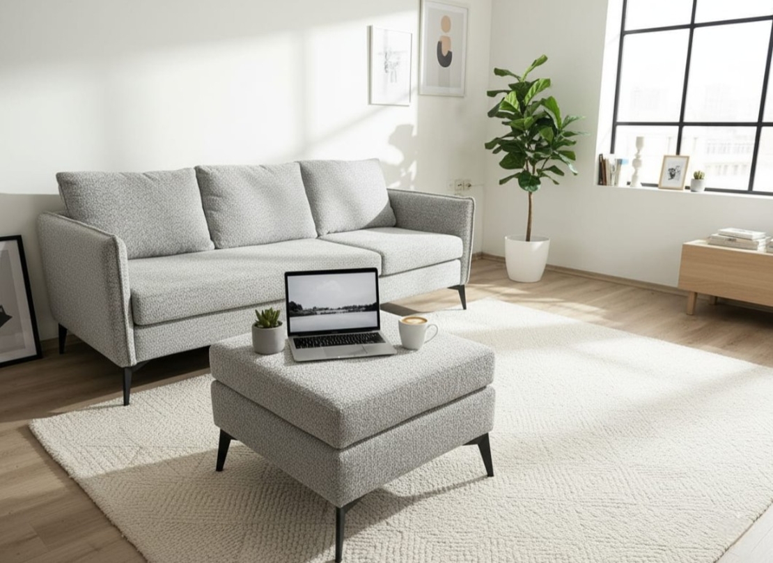 ספה כולל הדום דגם ניר אפור