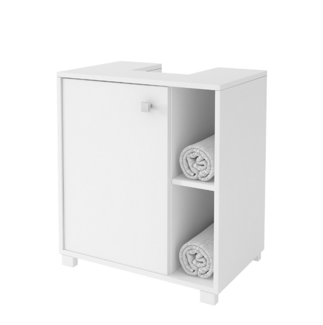 ארון אמבטיה ברוחב 54 עם דלת ותאי אחסון דגם ברנדה BRENDA לבן