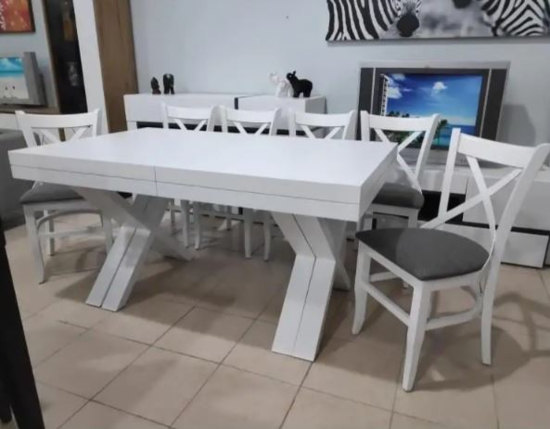 שולחן פינת אוכל נפתח לרוחב 3.5 דגם שנגחאי לבן