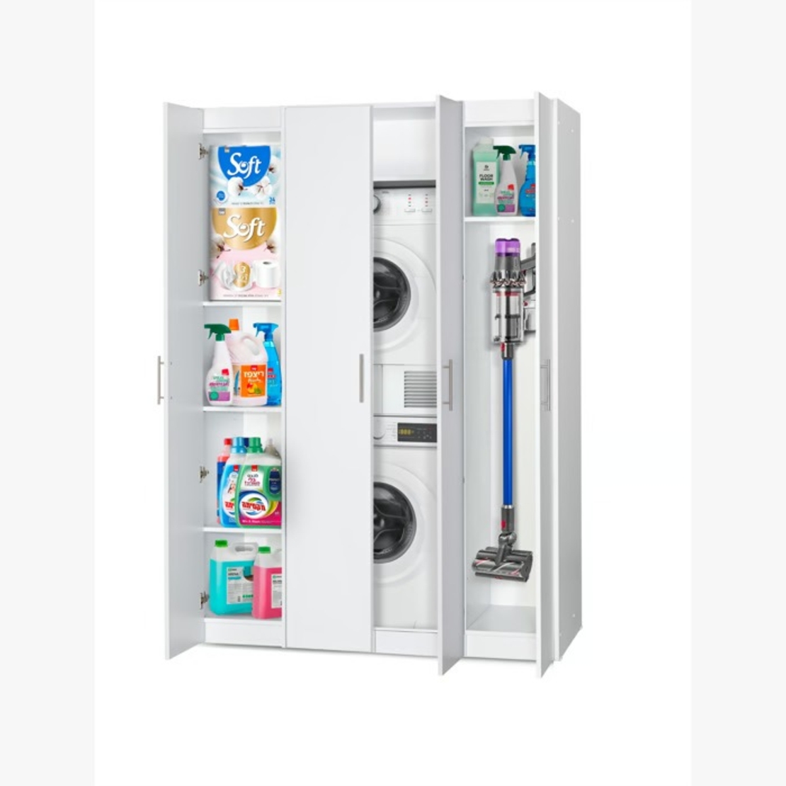 ארון שירות 4 דלתות למכונת כביסה ולמייבש דגם נדב 414 מבית יראון YIRON - תוצרת ישראל