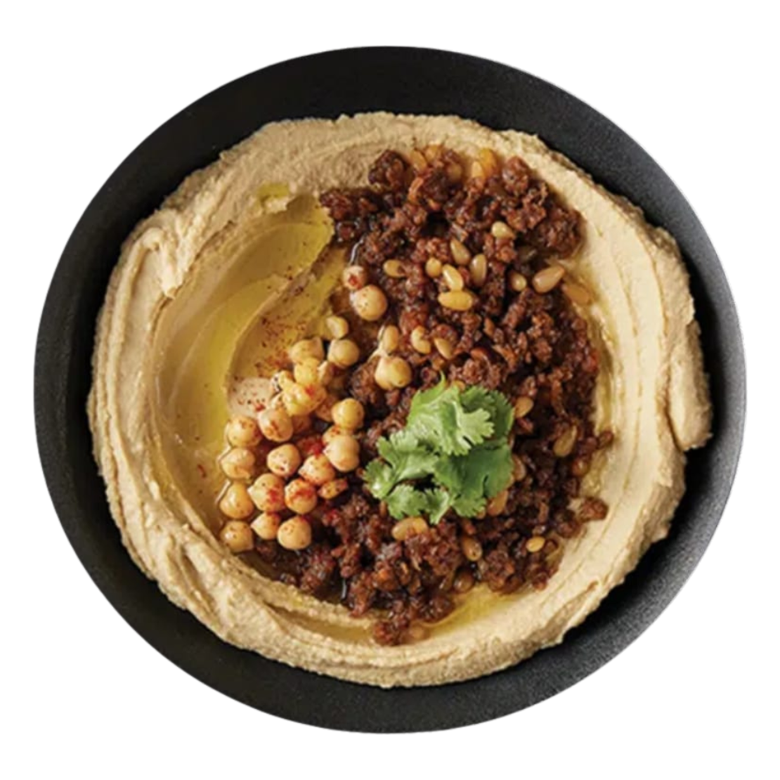 חומוס עם בשר כבש קצוץ