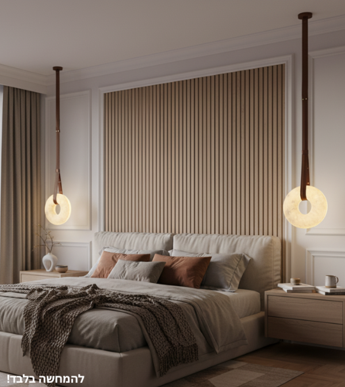 ולנסיה אוכף | גוף תאורה תלוי - טבעת אוניקס טבעי ורצועת עור