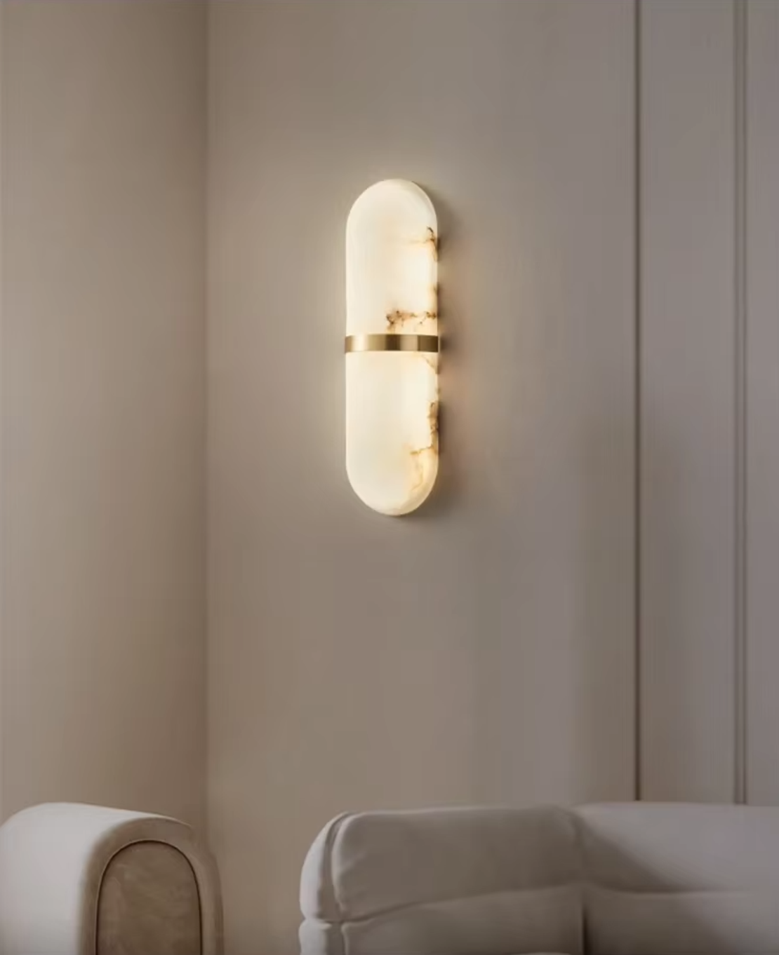 فالنسيا كبسولة | وحدة إضاءة جدارية عصرية من الأونيكس الطبيعي والنحاس