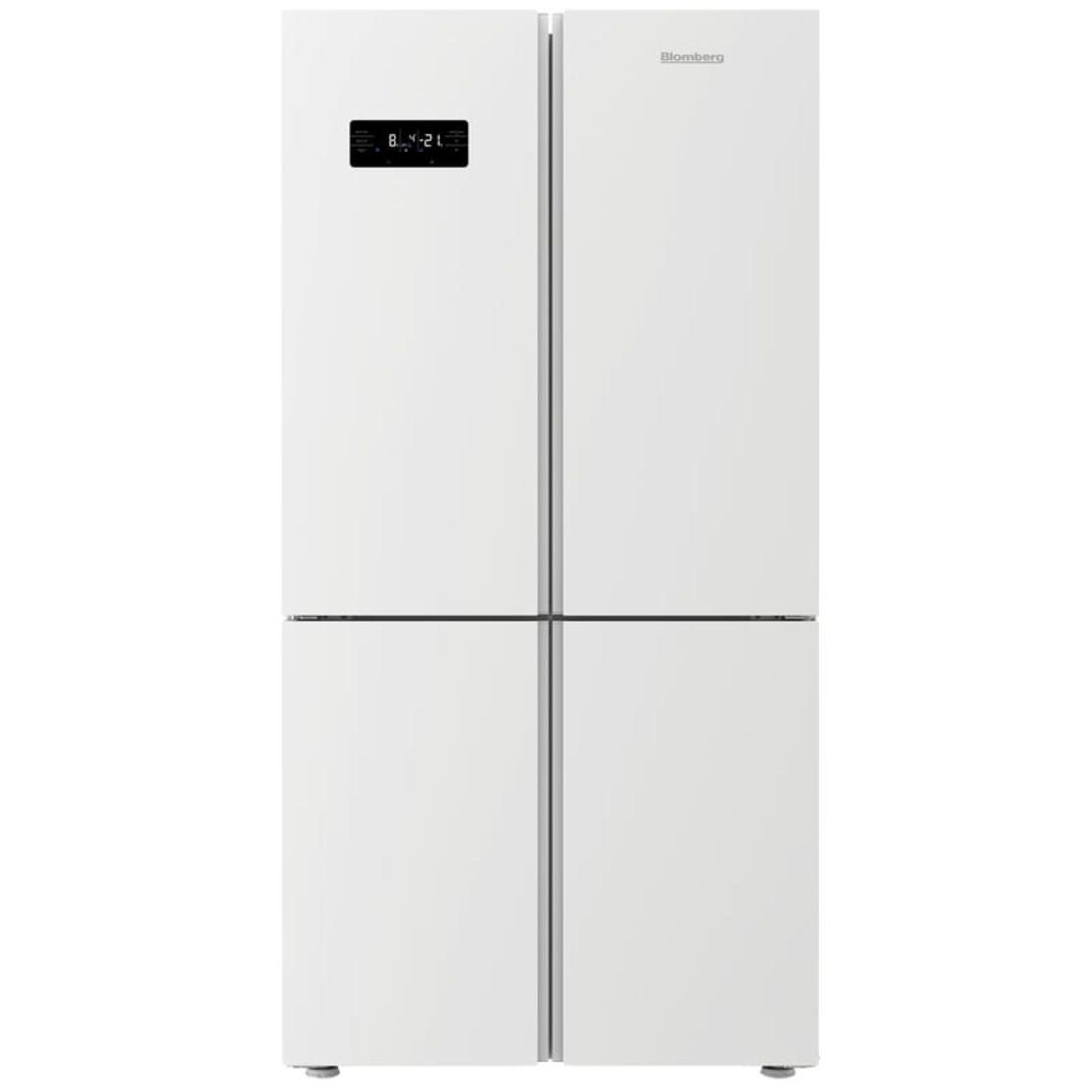 מקרר 4 דלתות Blomberg KQD162EGW כולל התקן שבת ומייצר קרח - גימור זכוכית לבנה