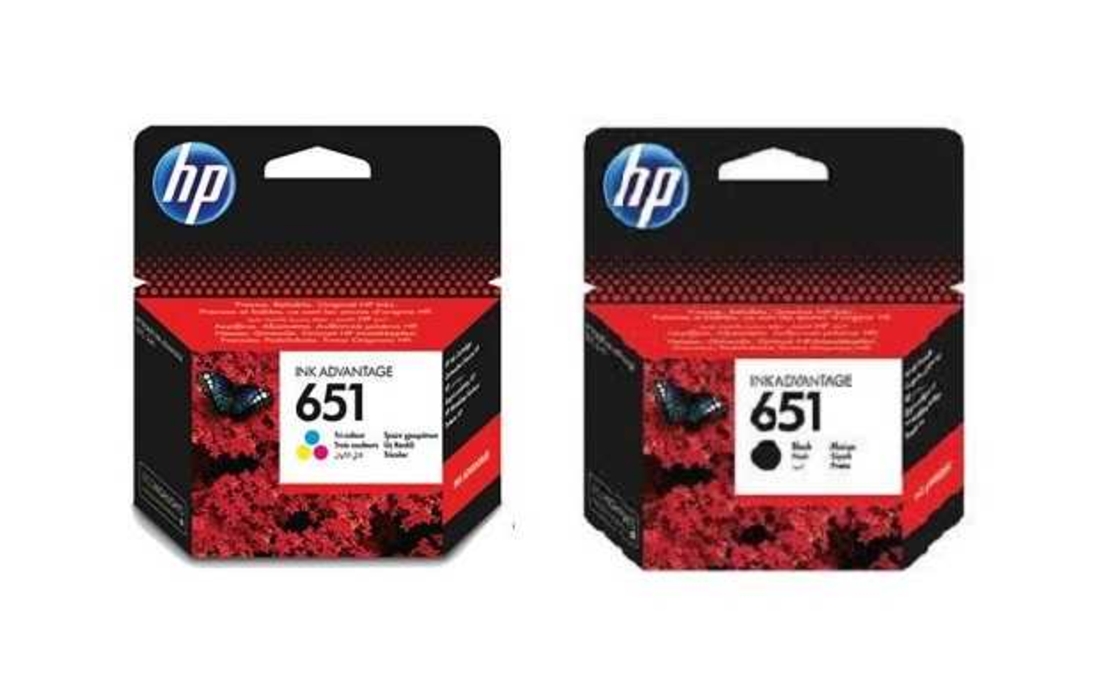 זוג ראשי דיו: שחור HP 651 + צבעוני HP 651