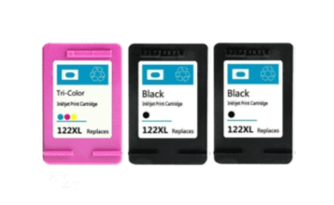 2 ראשי דיו שחורים תואמים HP 122XL + ראש דיו צבעוני תואם HP 122XL