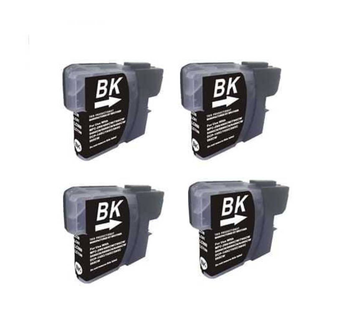 סט 4 ראשי דיו שחורים תואמים brother lc985