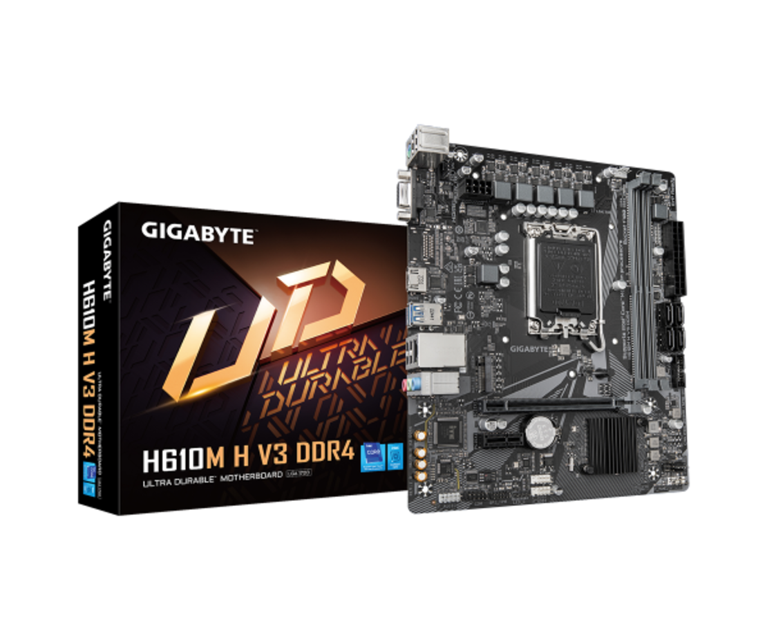 לוח לאינטל דור 12-14 Gigabyte H610M H DDR4 V3 REV1.0 VGA HDMI