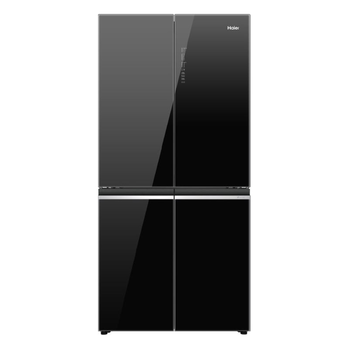 מקרר 4 דלתות מקפיא תחתון 463 ליטר נטו Haier HRF 4560 עם התקן שבת מובנה - גימור זכוכית שחורה