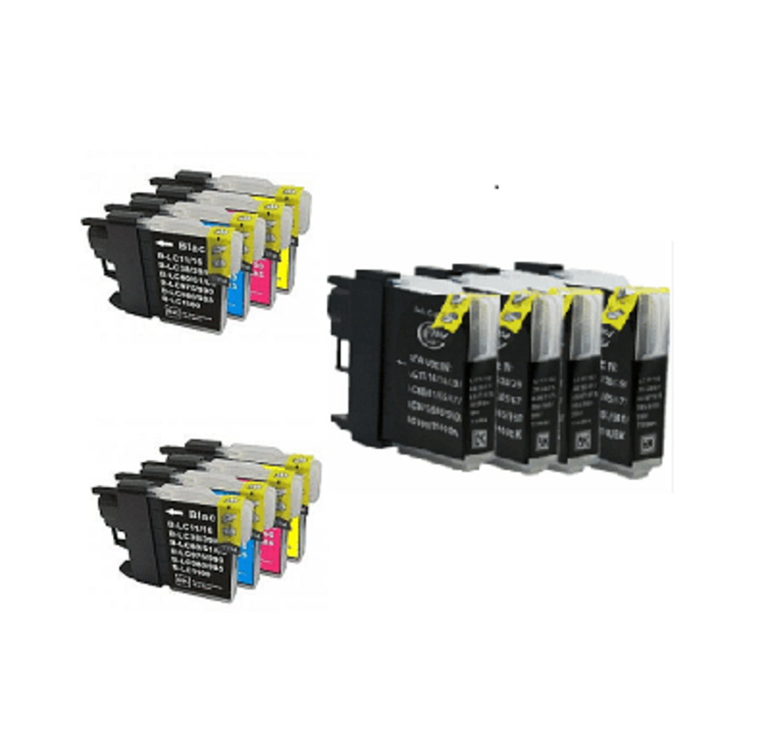 2 סטים ראשי דיו תואמים brother lc1100/980 + סט שחור תואם lc1100/980 נוסף חינם