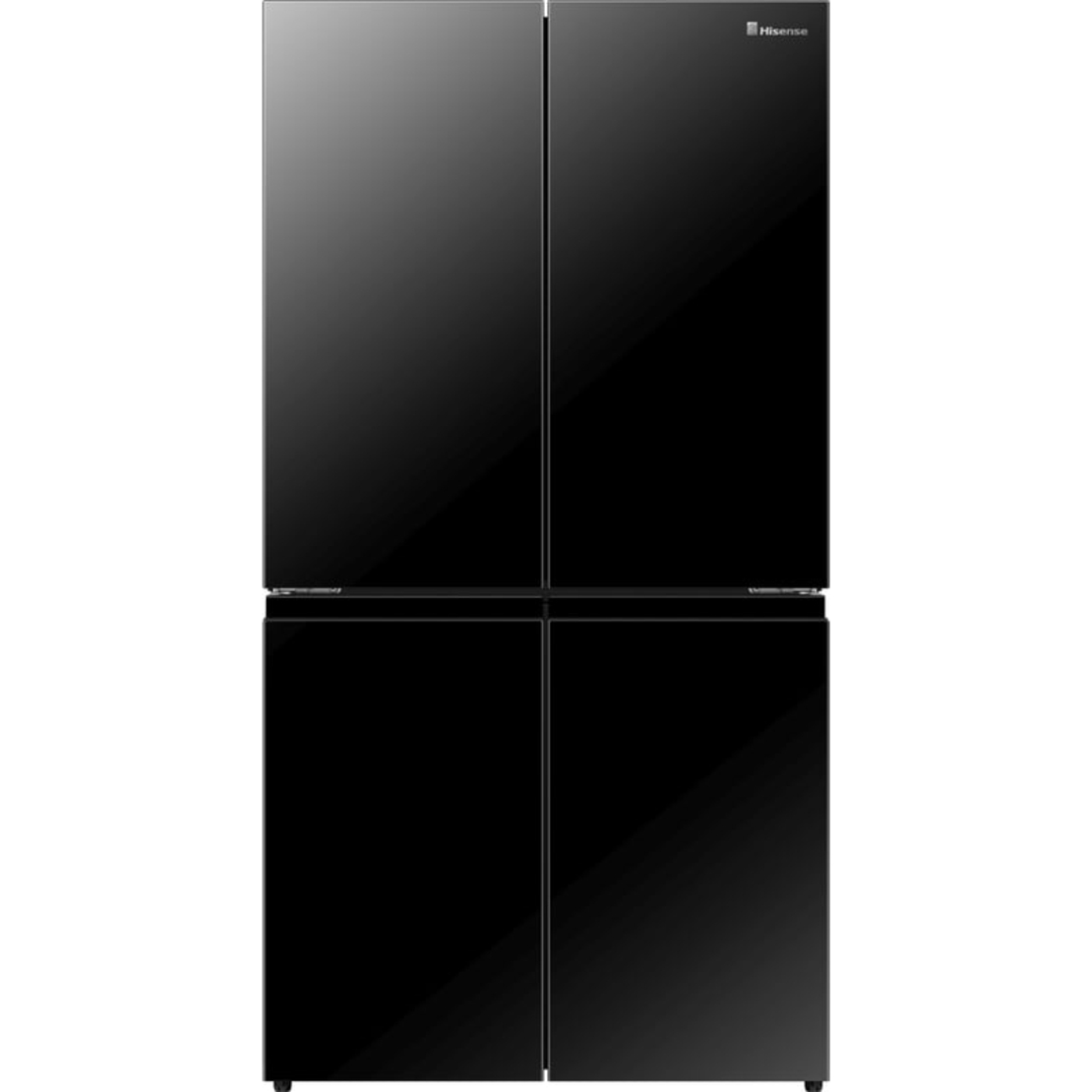 מקרר 4 דלתות מקפיא תחתון 609 ליטר Hisense RQ72-BGK עם מנגנון שבת מהדרין - גימור זכוכית שחורה