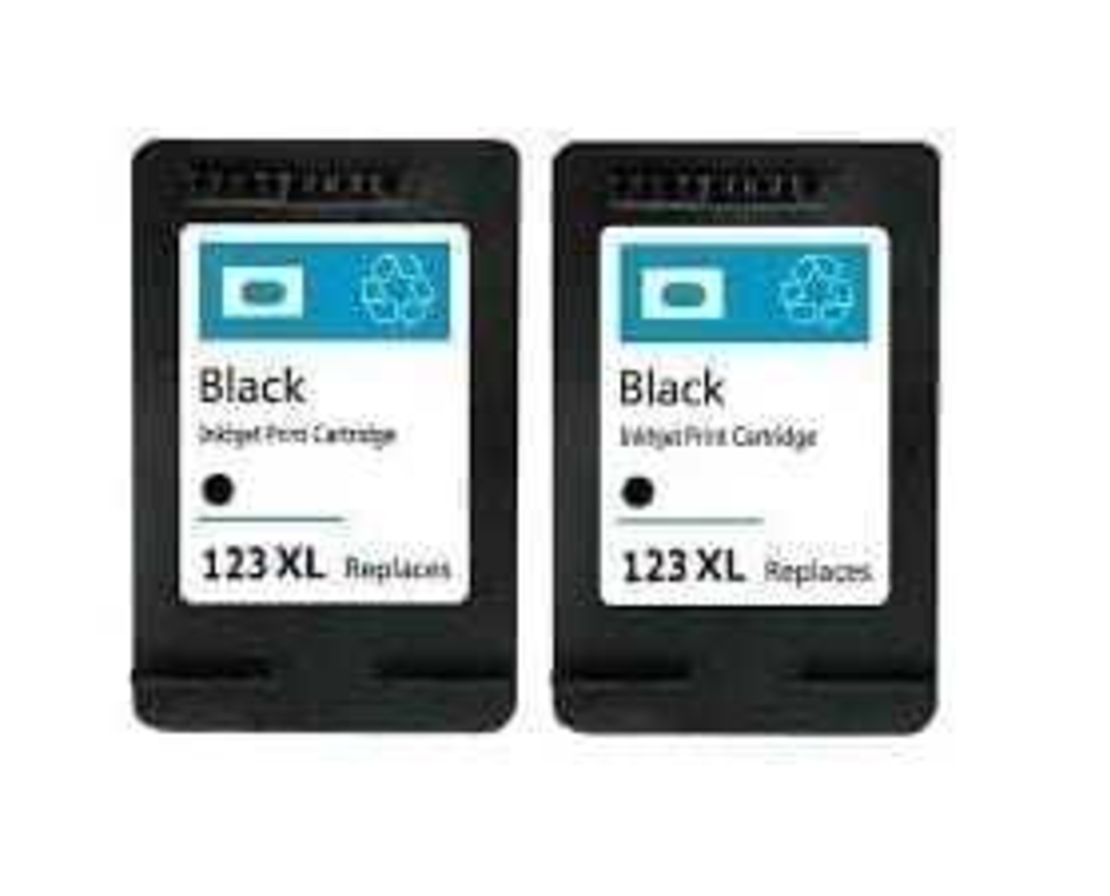 2 ראשי דיו שחורים hp 123xl תואמים ל hp officejet 3830
