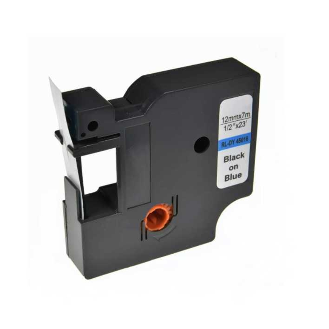 סרט תואם DYMO 45016 דימו 12מ”מ/ 7מ’ שחור על רקע כחול