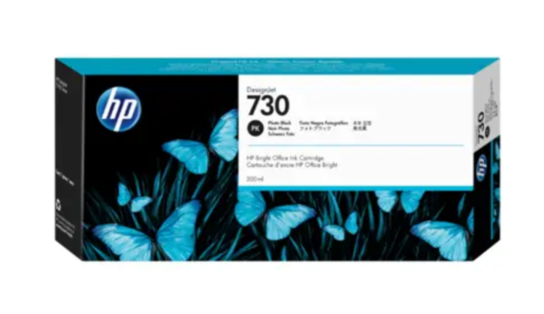 דיו מקורי HP 730 Photo Black שחור פוטו 300 מ״ל – P2V73A