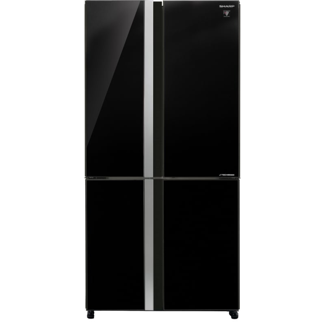 מקרר 4 דלתות מקפיא תחתון 611 ליטר נטו Sharp SJ-8841BK - גימור זכוכית שחורה