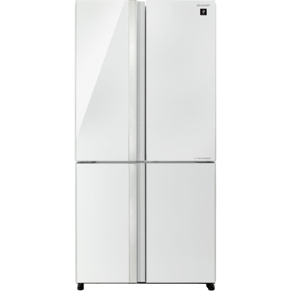 מקרר 4 דלתות מקפיא תחתון 611 ליטר נטו Sharp SJ-8841WH - גימור זכוכית לבנה