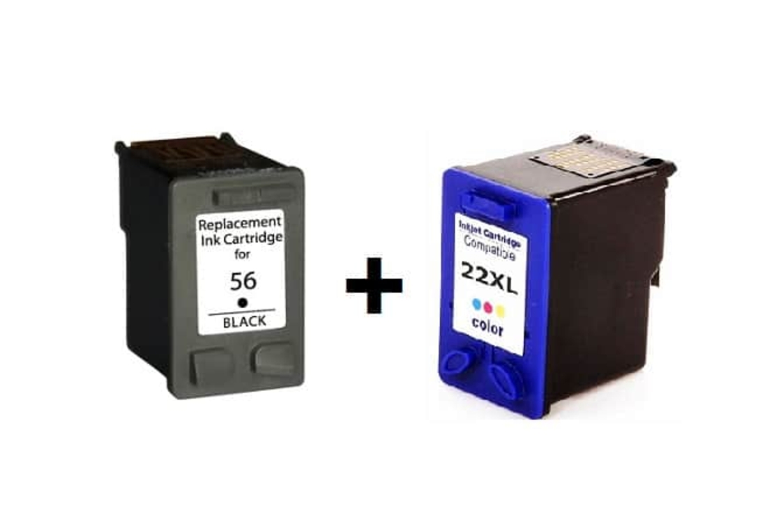 זוג ראשי דיו תואמים: HP 56 +  HP 22XL