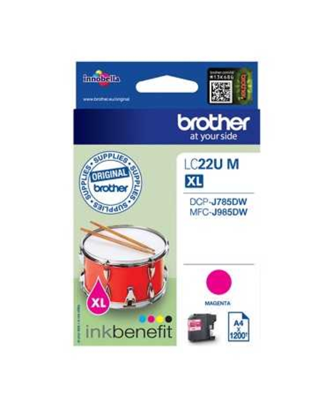 ראש דיו אדום מקורי brother lc22um xl