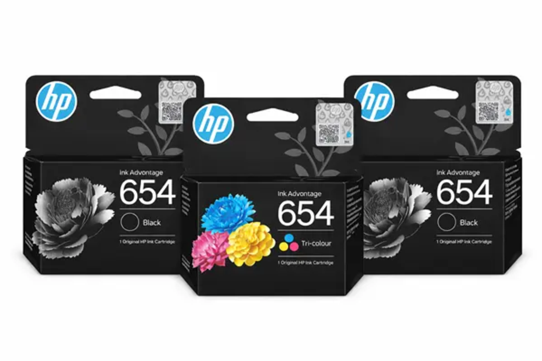 2 ראשי דיו שחורים מקוריים hp 654 + ראש דיו צבעוני מקורי hp 654