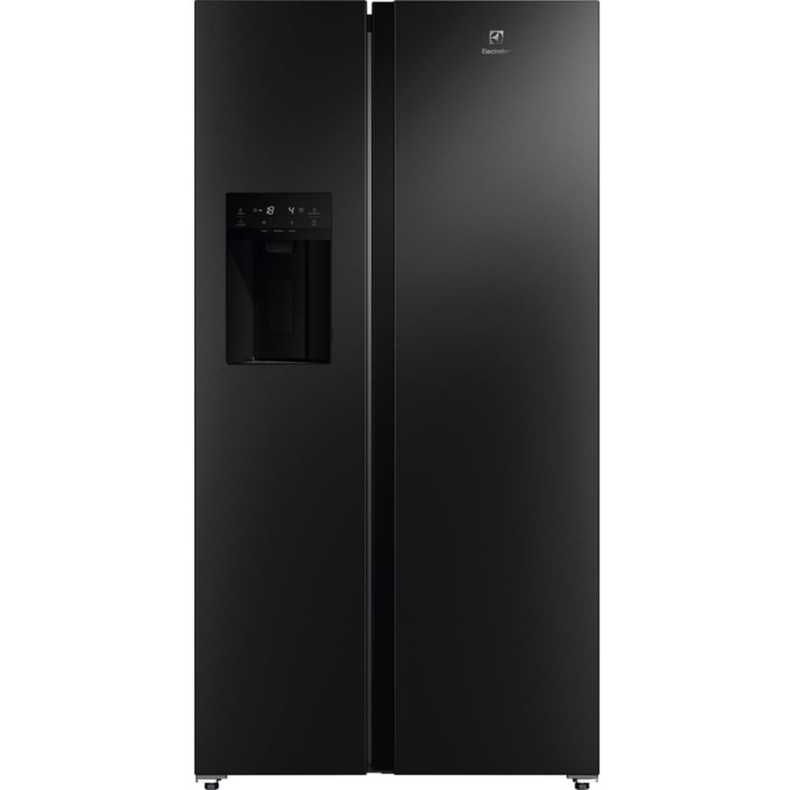 מקרר SBS דלת מול דלת 595 ליטר נטו Electrolux ESE6670A-B עם קיוסק אוטומטי למים וקרח - גימור נירוסטה מושחרת