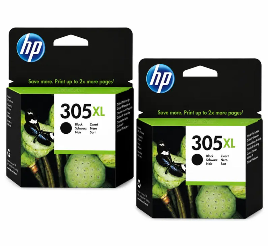 2 ראשי דיו שחורים מקוריים HP 305XL