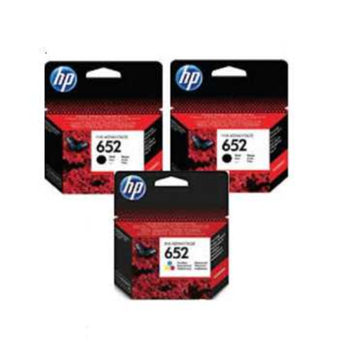 2 ראשי דיו שחורים מקוריים HP 652 + ראש דיו צבעוני מקורי HP 652
