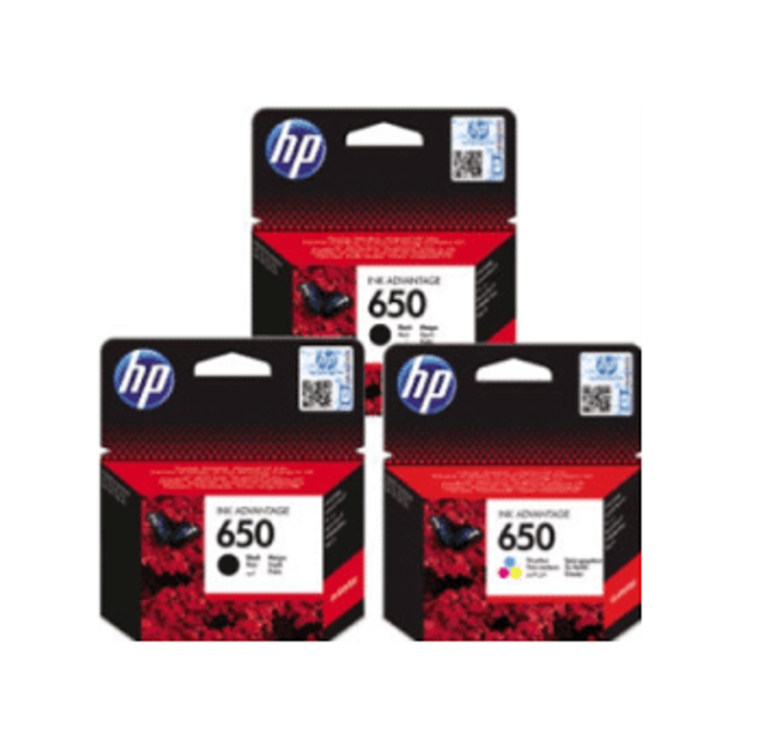 2 ראשי דיו שחורים מקוריים hp 650+ ראש דיו צבעוני מקורי HP 650