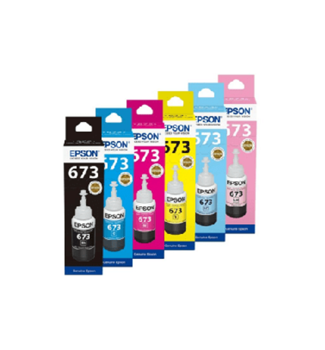 סט 6 מכלי דיו מקוריים EPSON T673X BK/C/M/Y/LC/LM