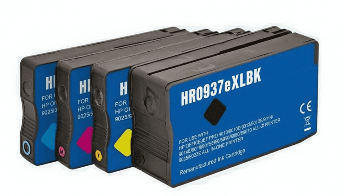 סט ראשי דיו תואם Hp 937e bk/c/m/y