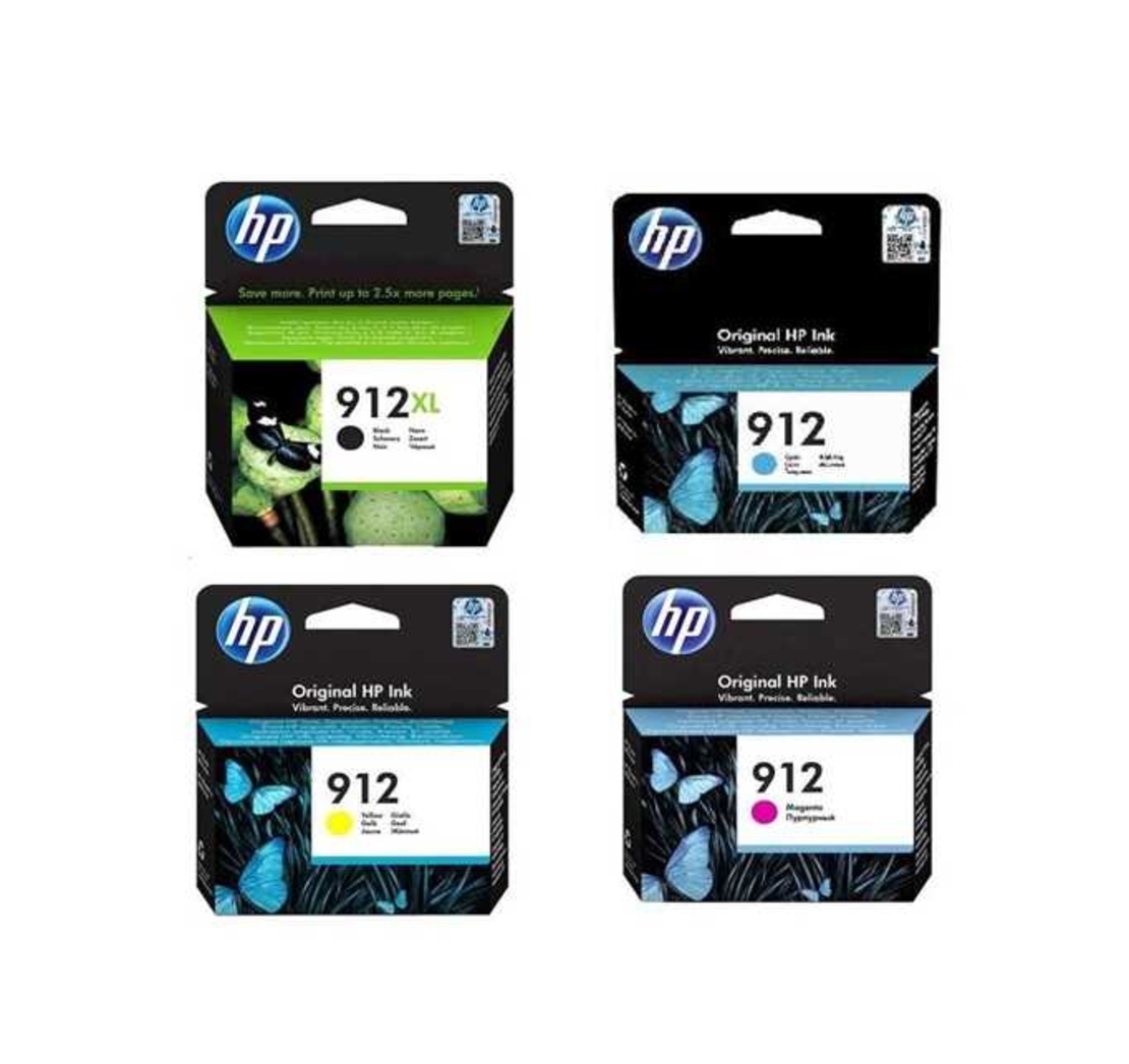 סט ראשי דיו מקורי: HP 912XL שחור + ראשי דיו hp 912c/m/y קטנים