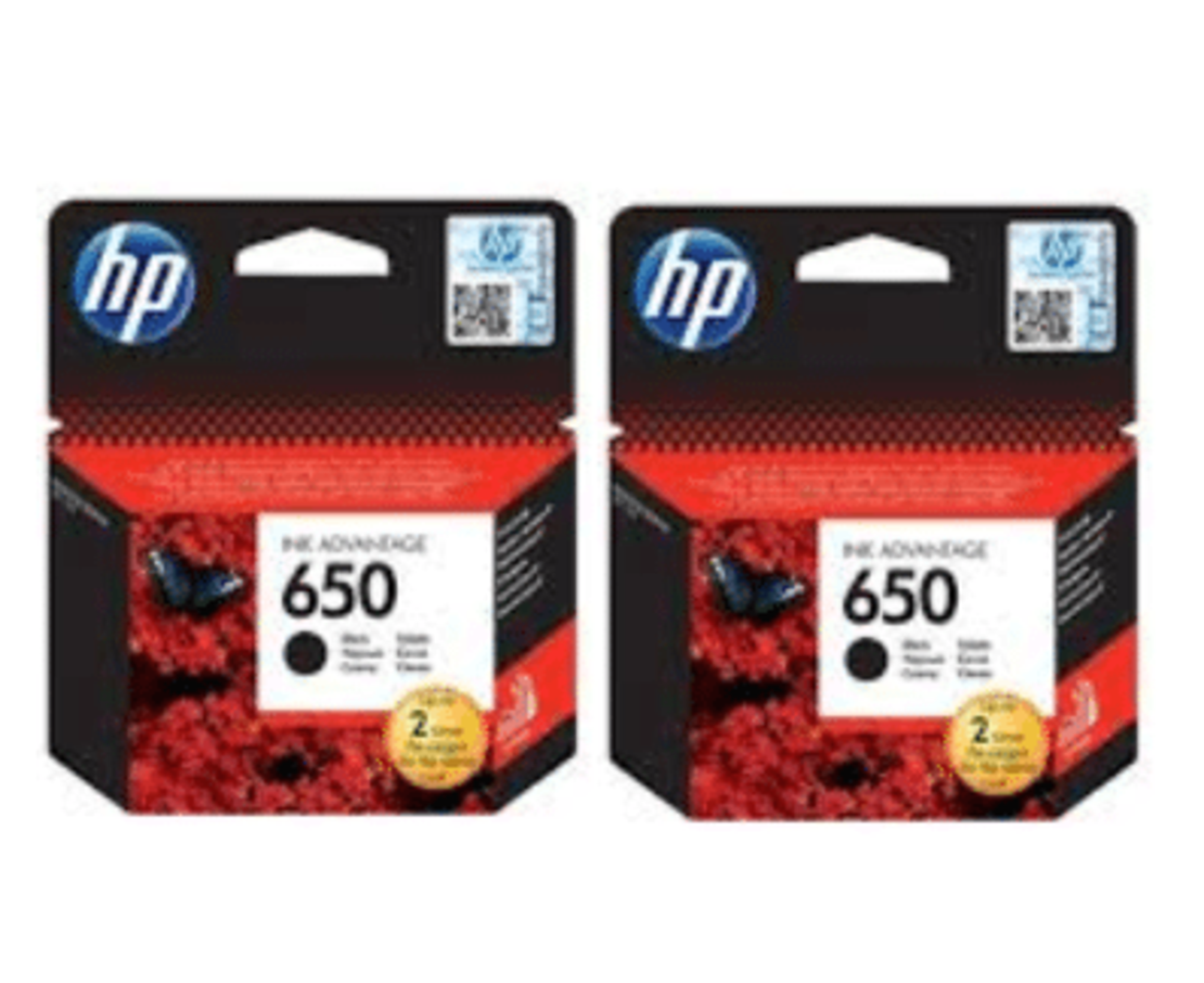 2 ראשי דיו שחורים מקורים HP 650