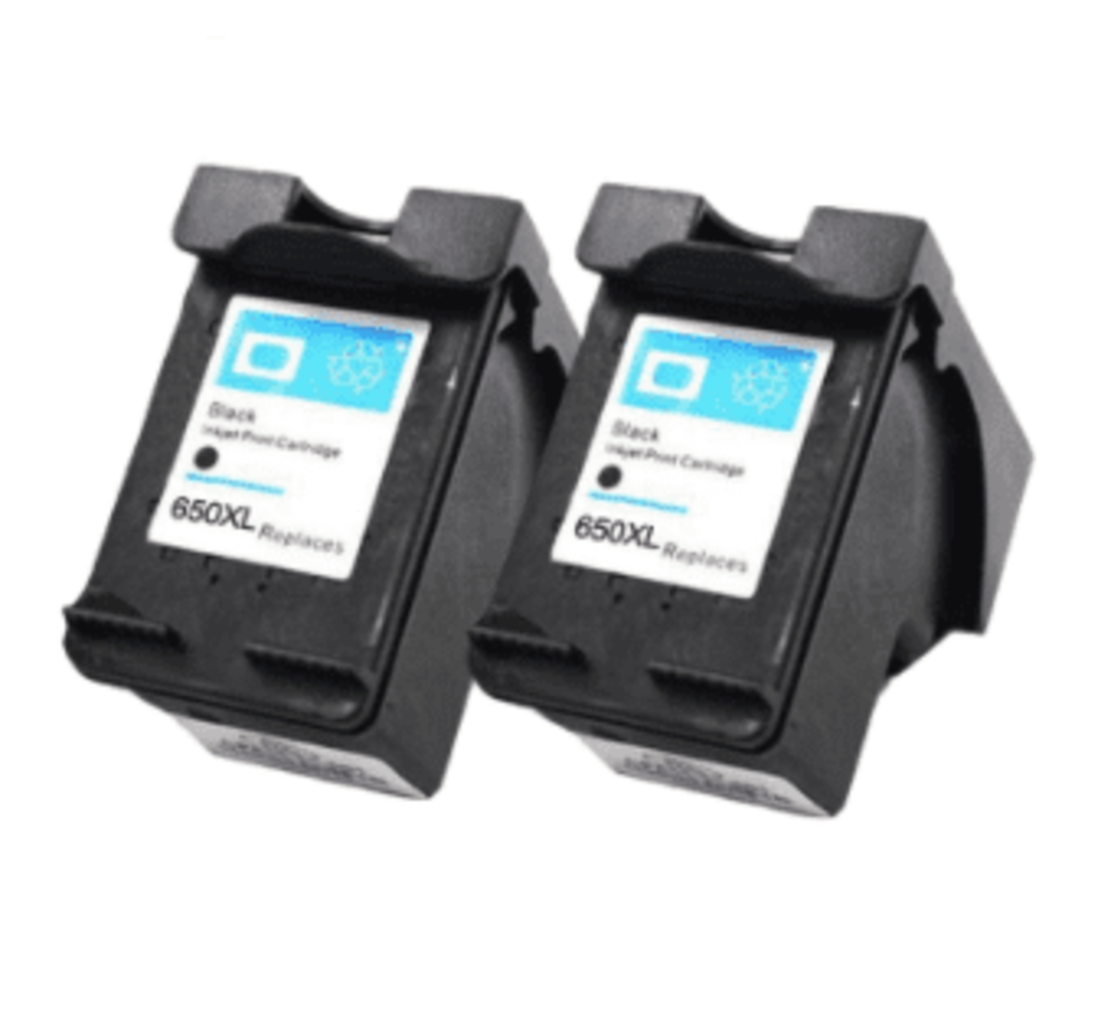 2 ראשי דיו שחורים תואמים HP 650XL