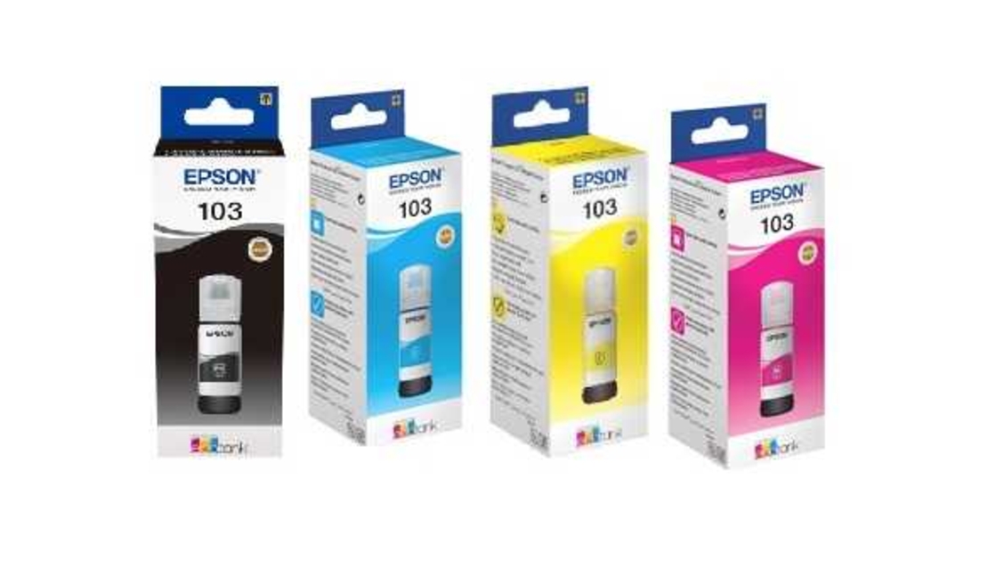 סט 4 מכלי דיו מקוריים EPSON 103 BK/C/M/Y