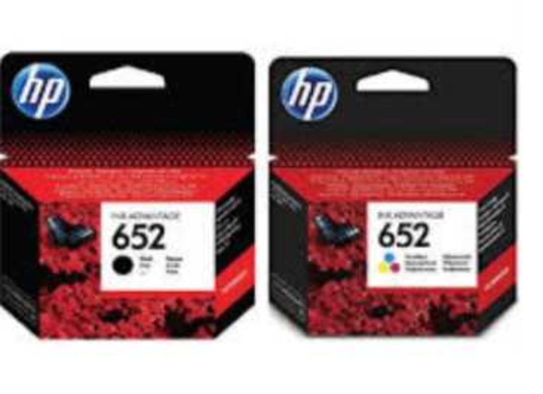 זוג ראשי דיו מקוריים: HP 652 שחור + HP 652 צבעוני