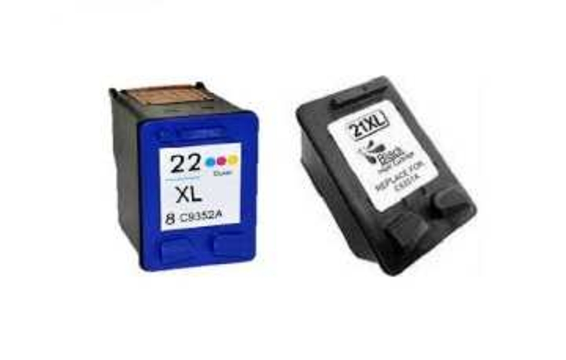 זוג ראשי דיו תואמים: שחור וצבעוני HP 21XL+22XL