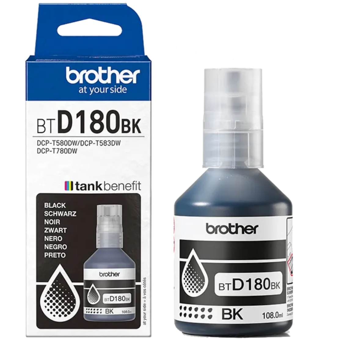 מיכל דיו שחור מקורי BROTHER BTD180BK