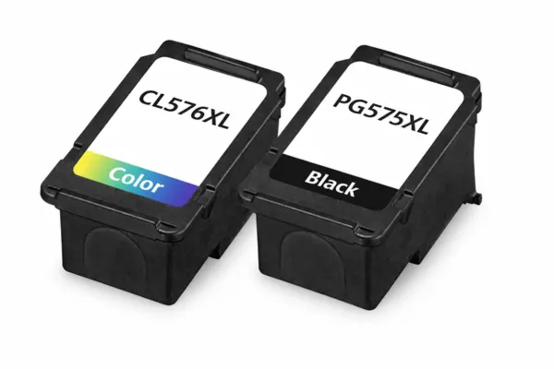 זוג ראשי דיו תואמים:  שחור canon pg575XL + צבעוני canon cl576XL