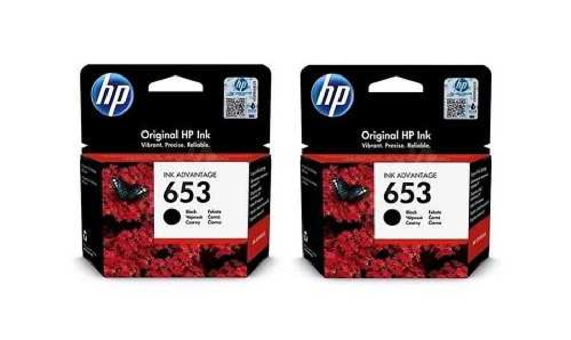 2 ראשי דיו מקוריים HP 653 שחורים