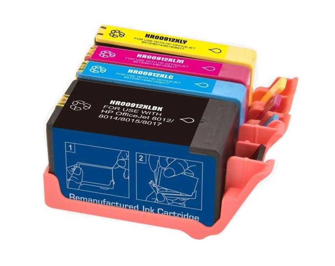 סט 4 ראשי דיו תואמים HP 912XL bk/c/m/y