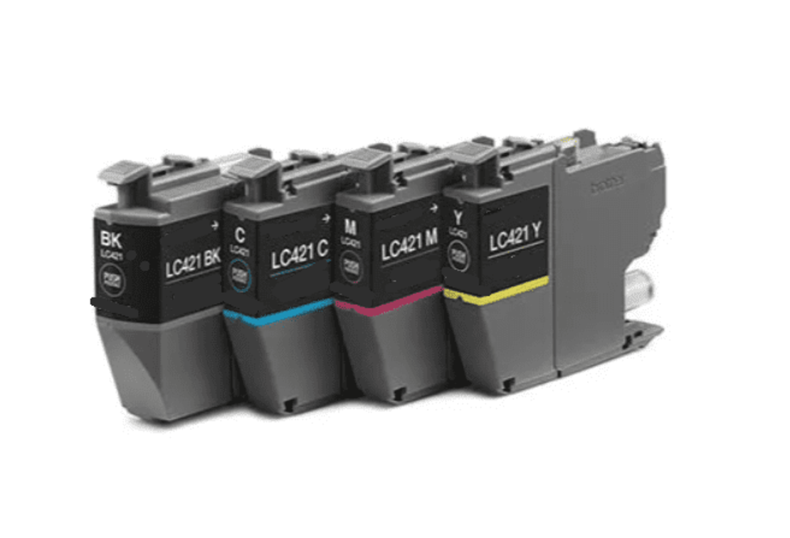 סט 4 ראשי דיו תואמים brother lc421 bk/c/y/m