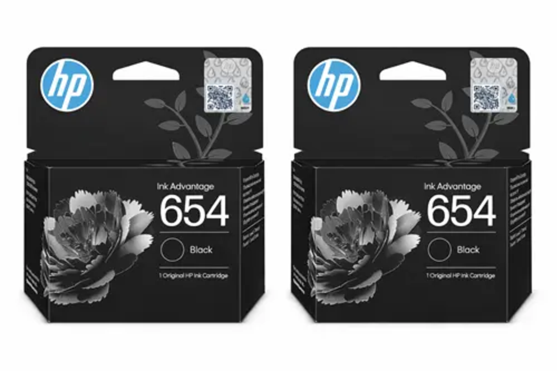 2 ראשי דיו שחורים מקוריים HP 654