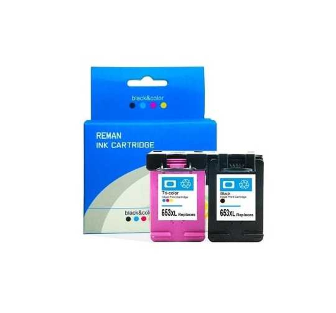 זוג ראשי דיו תואמים: HP 653xl שחור + HP 653xl צבעוני