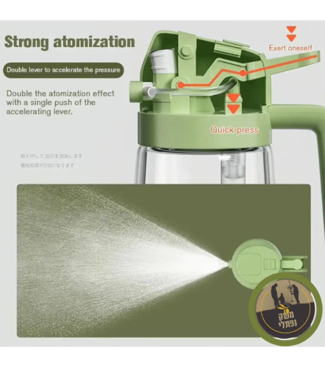 קנקן זכוכית למזיגה וריסוס שמן זית