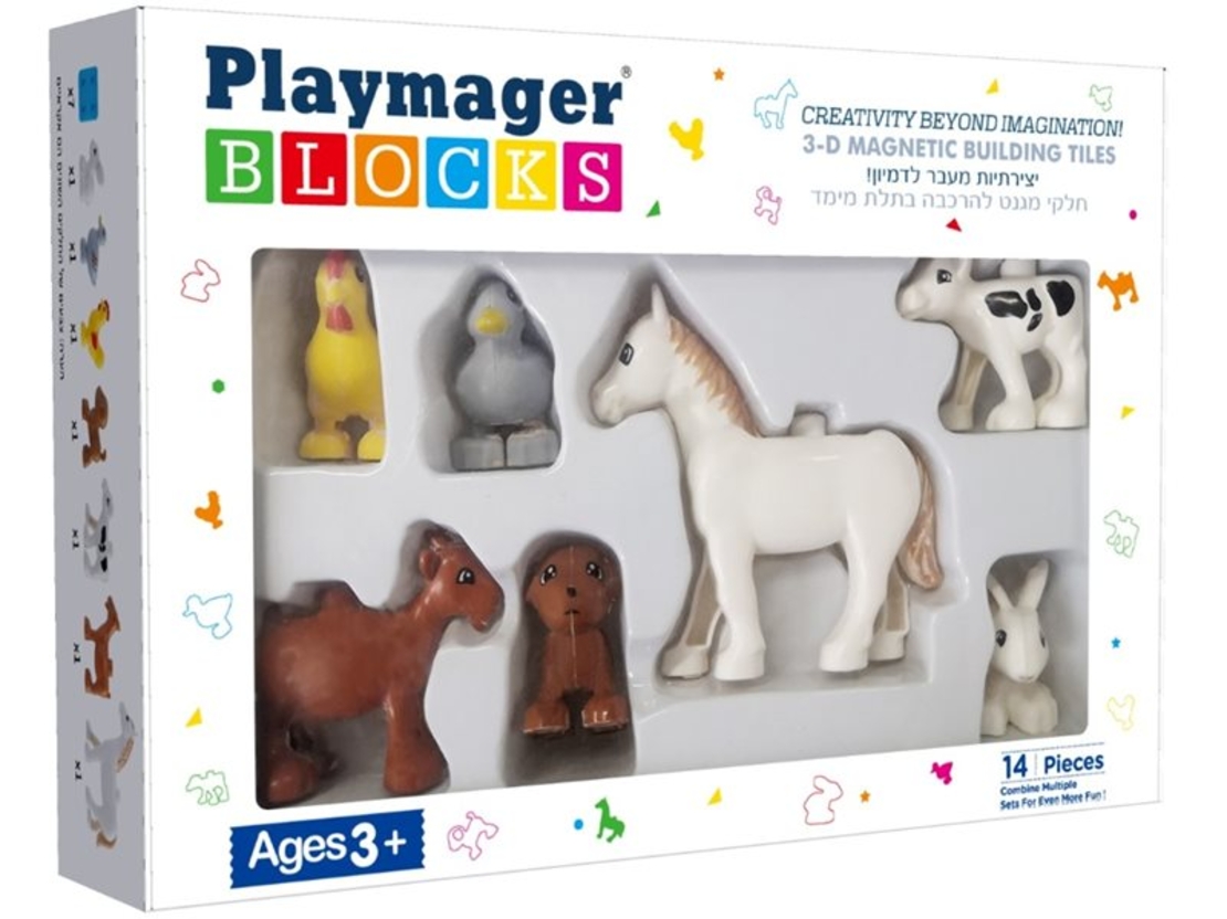 משחק מגנטים בעלי חיים 14 חלקים PLAYMAGER