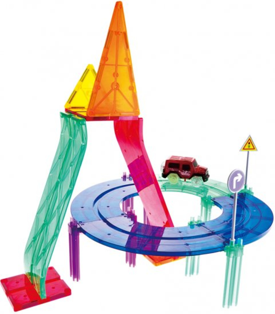 משחק מגנטים מסלול מכוניות 82 חלקים PLAYMAGER